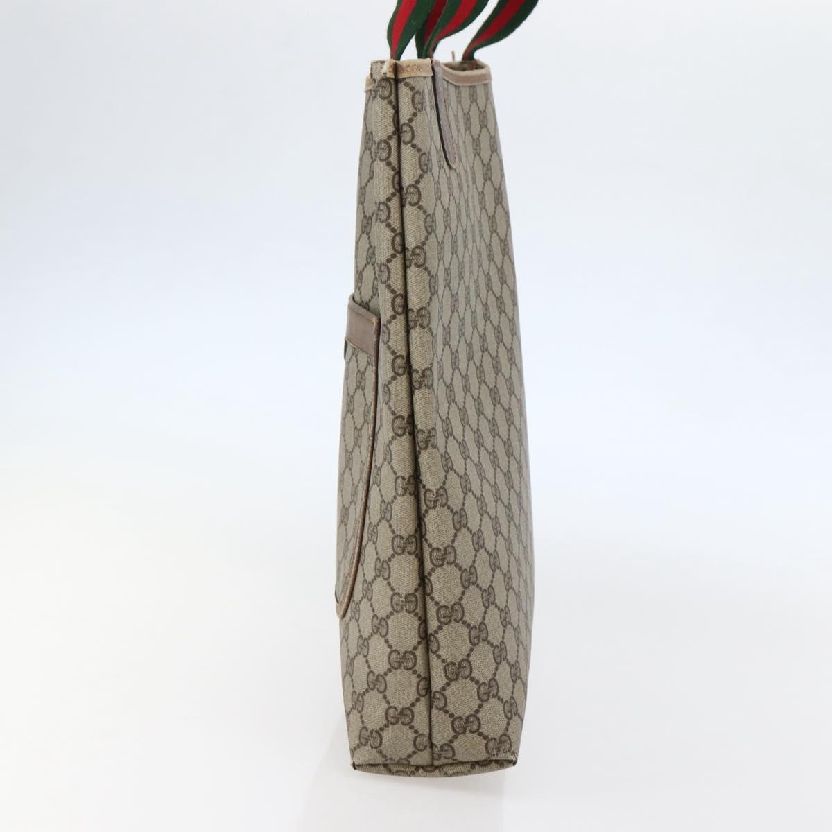 GUCCI GG Supreme Web Sherry Line Tote Bag PVC Beige Gold 39 02 003 Auth 144920