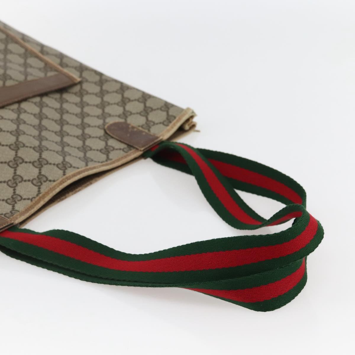 GUCCI GG Supreme Web Sherry Line Tote Bag PVC Beige Gold 39 02 003 Auth 144920