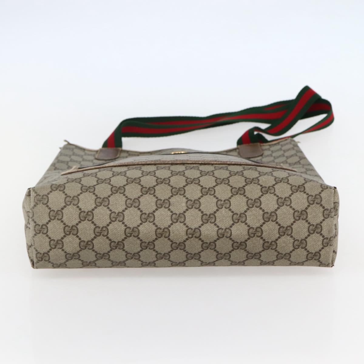 GUCCI GG Supreme Web Sherry Line Tote Bag PVC Beige Gold 39 02 003 Auth 144920