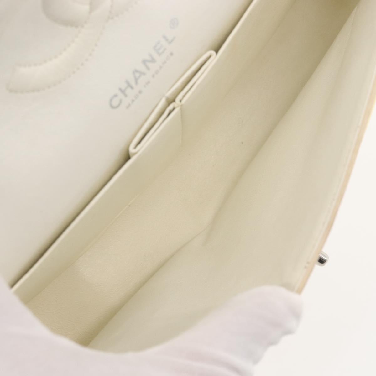 CHANEL Chain Matelasse25 Bag Patent leather Yellow Silver CC Auth 144925