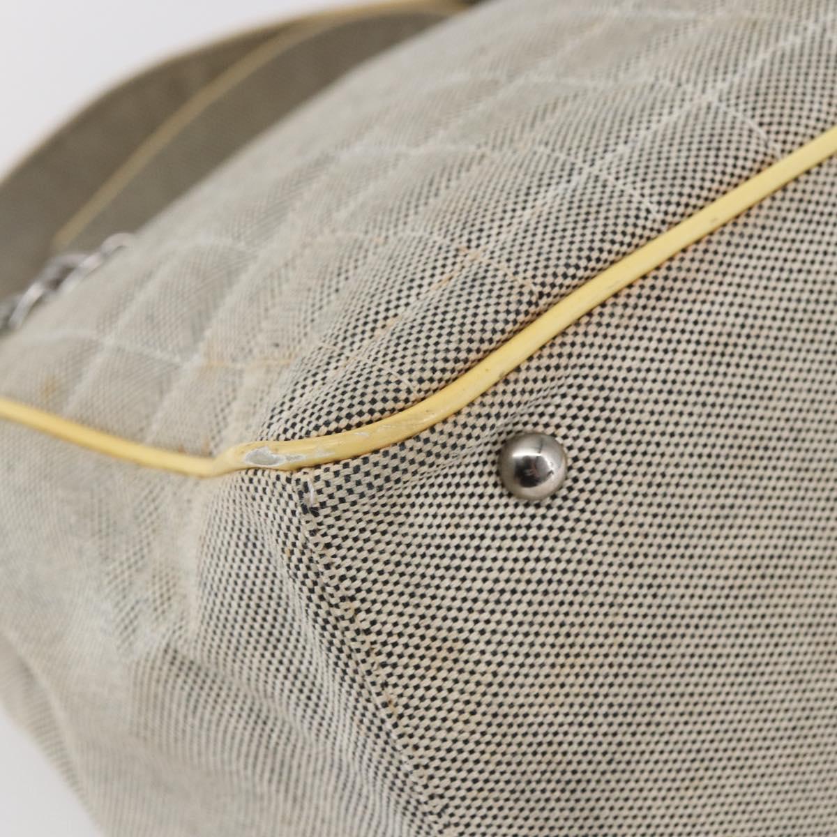 CHANEL Choco Bar Camelia Tote Bag Canvas Gray Silver CC Auth 144927