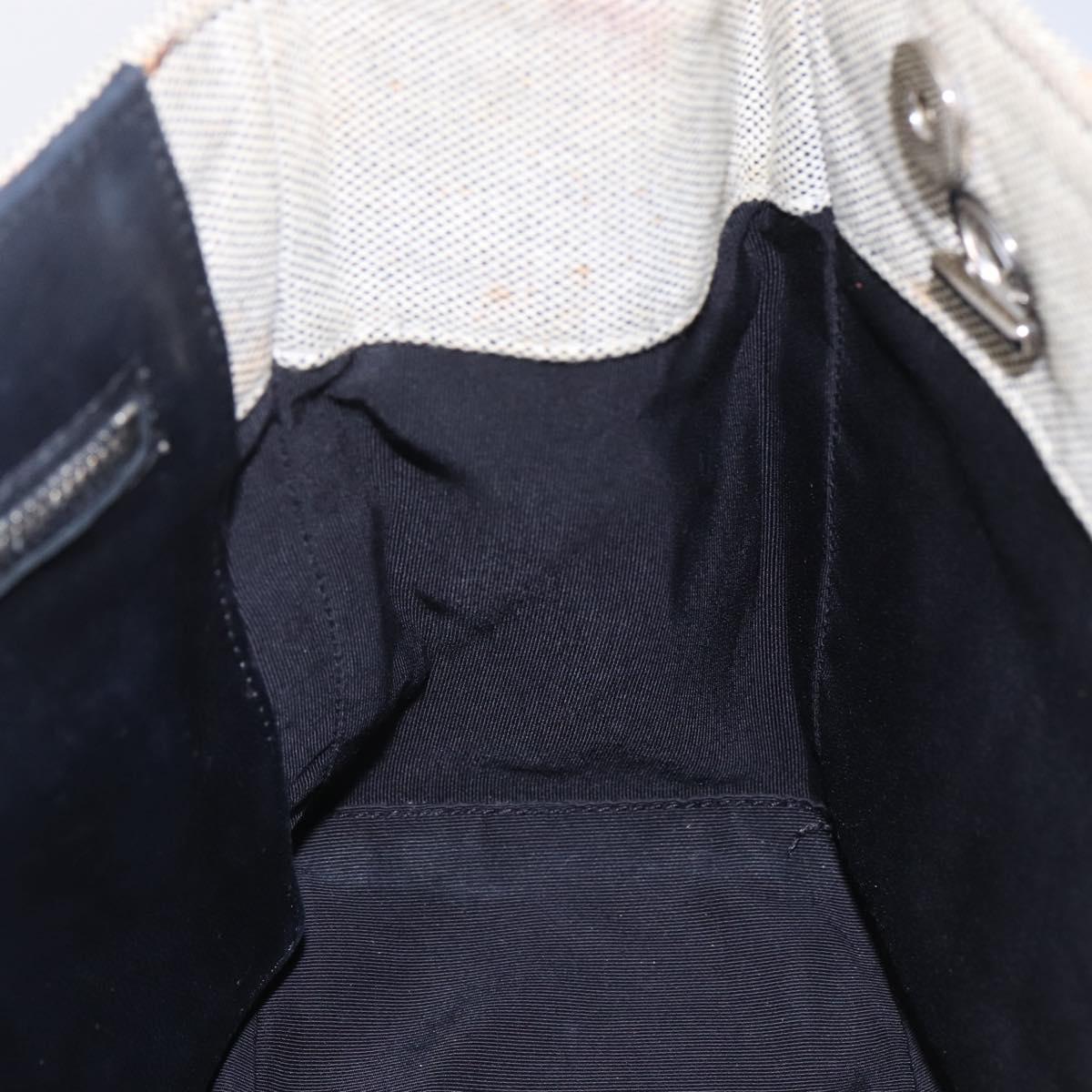 CHANEL Choco Bar Camelia Tote Bag Canvas Gray Silver CC Auth 144927