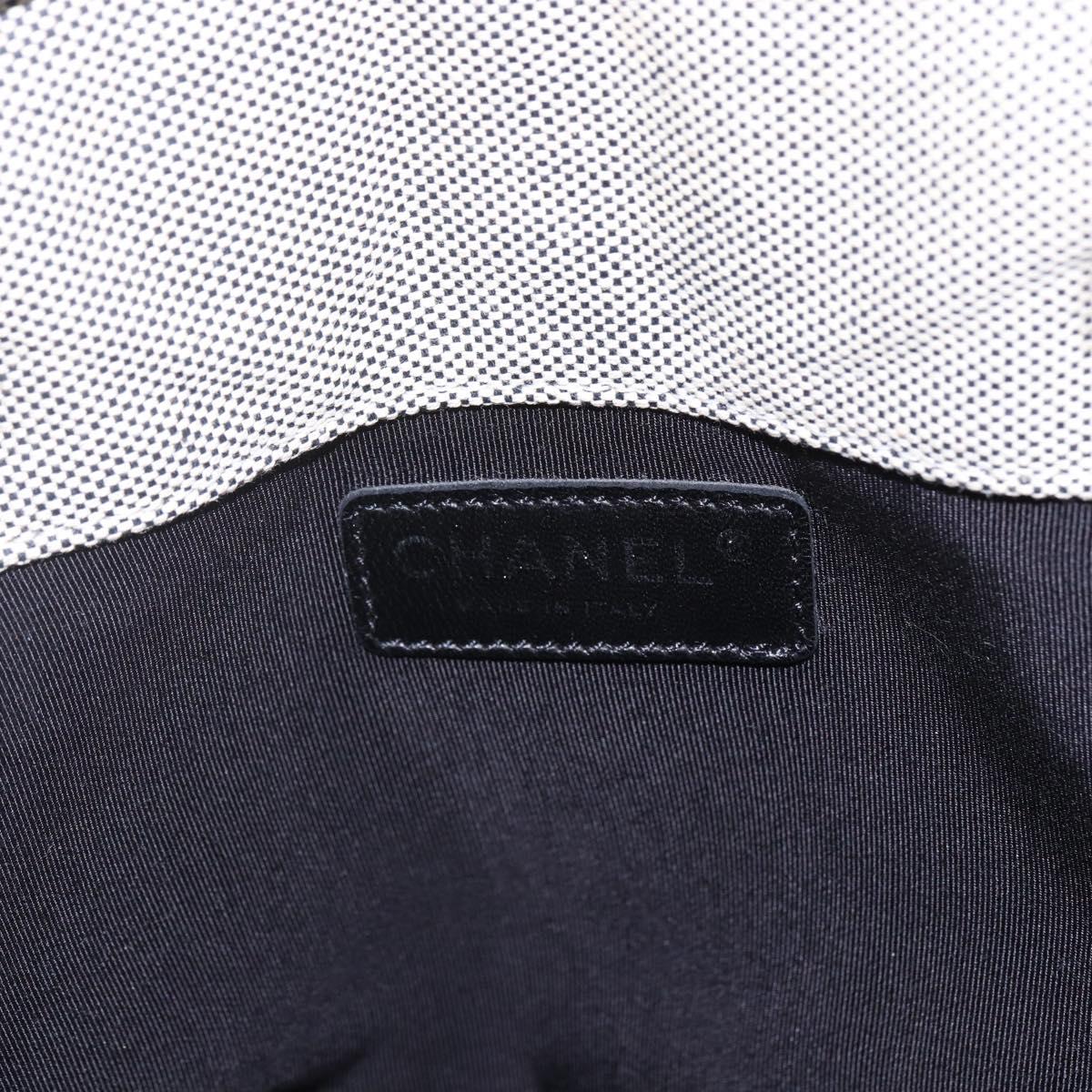 CHANEL Choco Bar Camelia Tote Bag Canvas Gray Silver CC Auth 144927