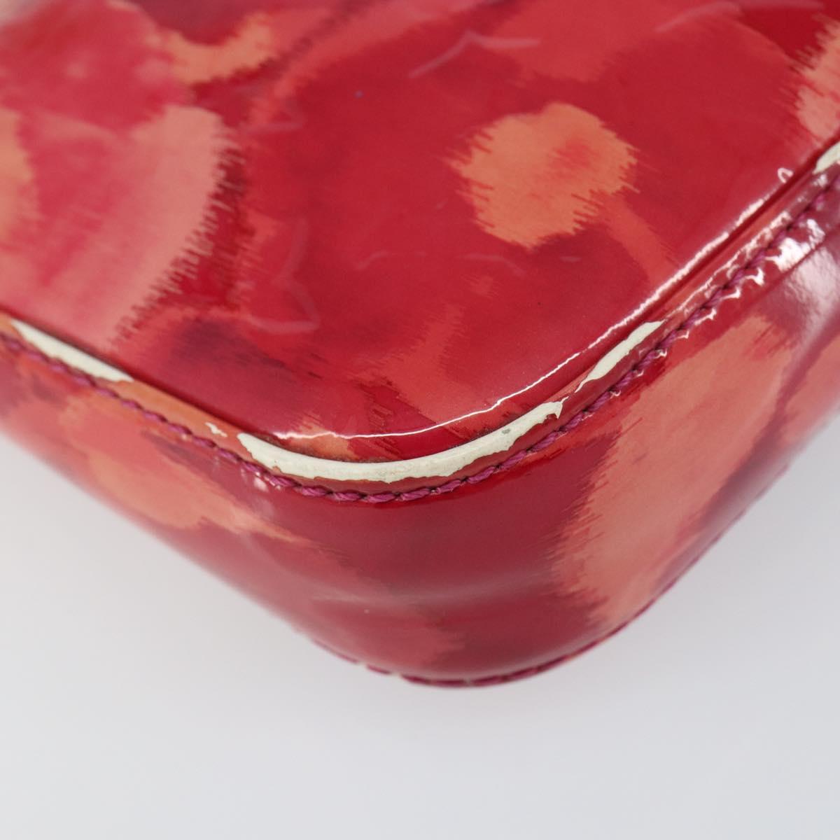 LOUIS VUITTON Vernis Ikat Pochette Accessoires Pouch Red Pink M90042 Auth 144929