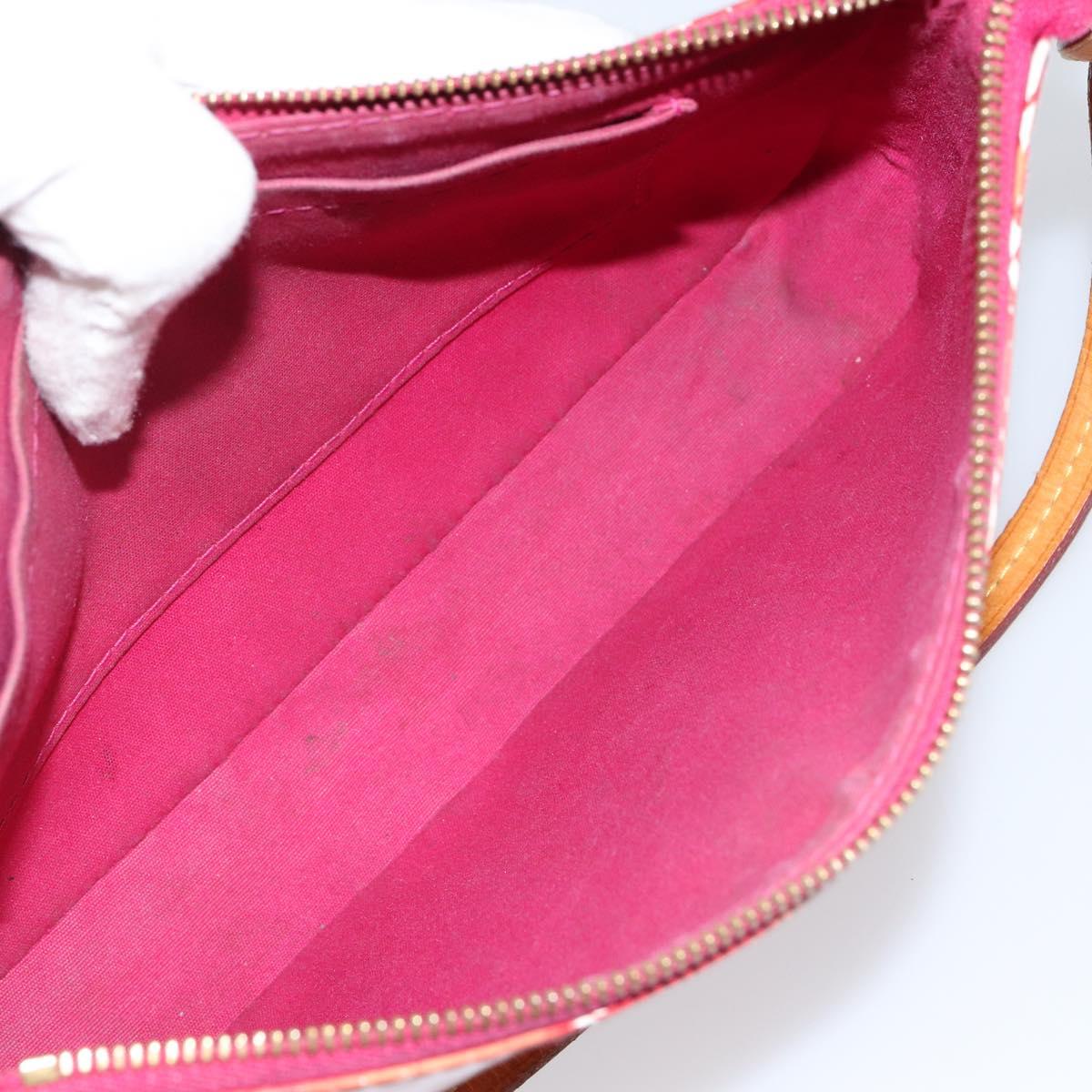 LOUIS VUITTON Vernis Ikat Pochette Accessoires Pouch Red Pink M90042 Auth 144929