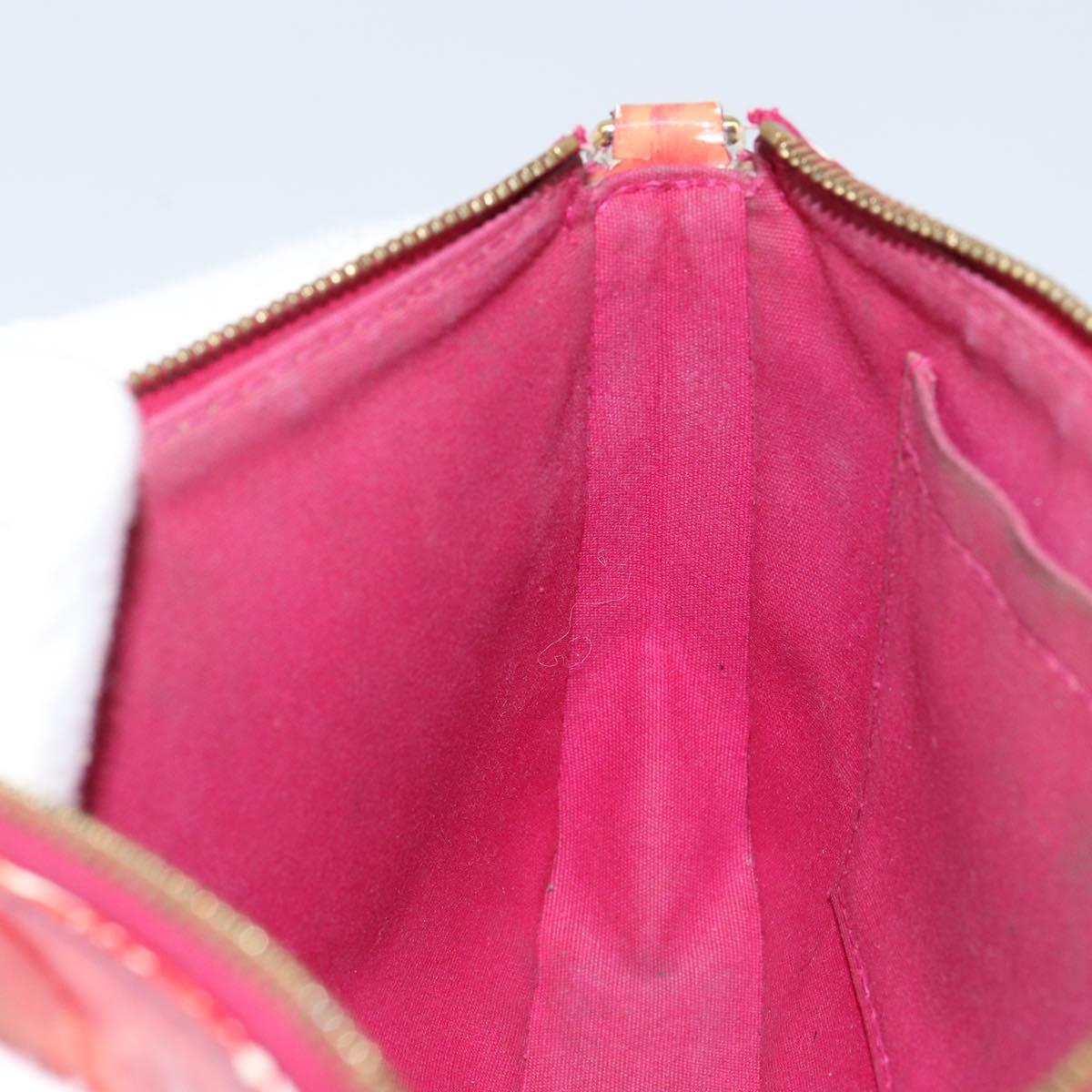 LOUIS VUITTON Vernis Ikat Pochette Accessoires Pouch Red Pink M90042 Auth 144929