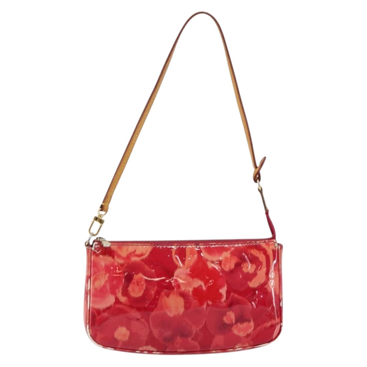 LOUIS VUITTON Vernis Ikat Pochette Accessoires Pouch Red Pink M90042 Auth 144929