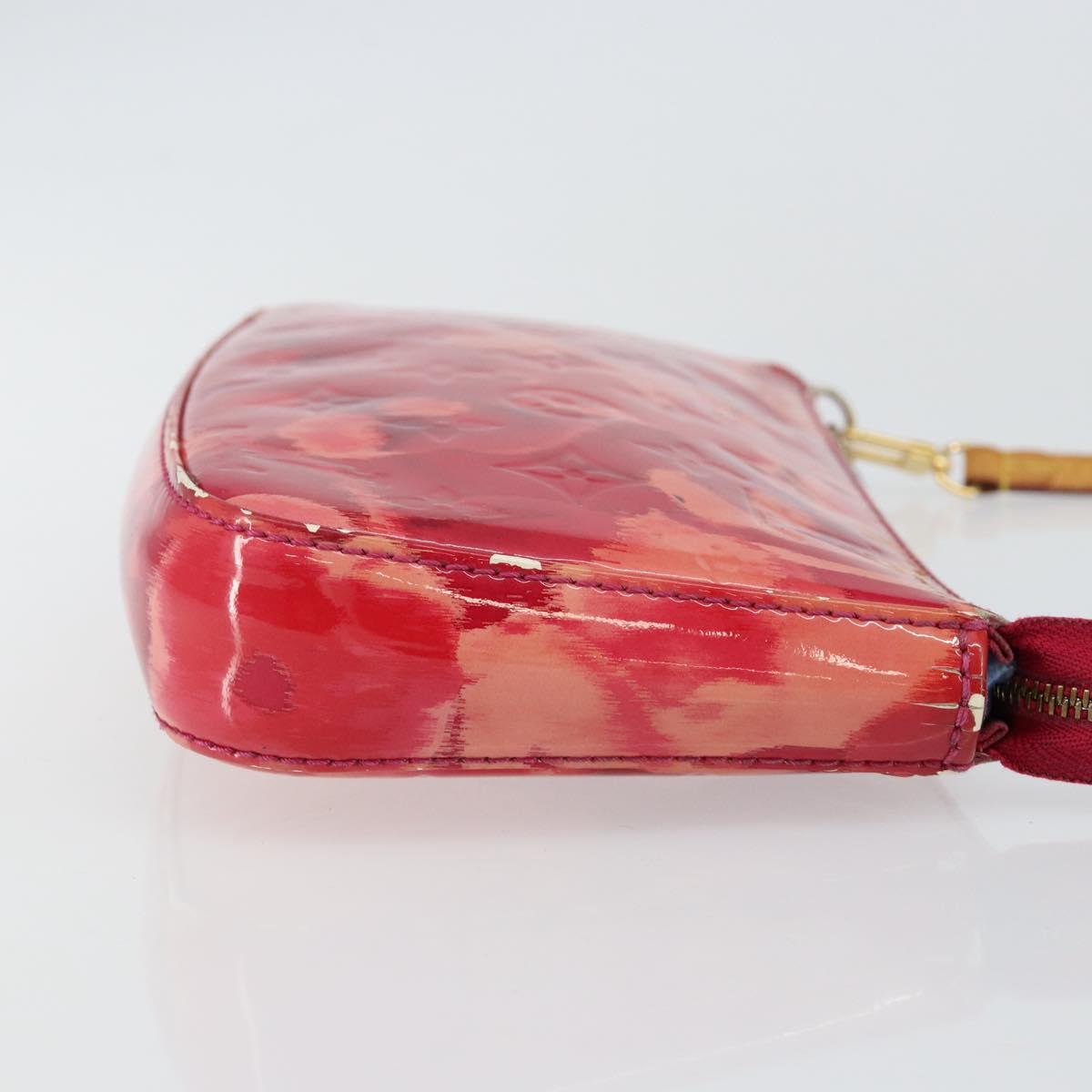 LOUIS VUITTON Vernis Ikat Pochette Accessoires Pouch Red Pink M90042 Auth 144929