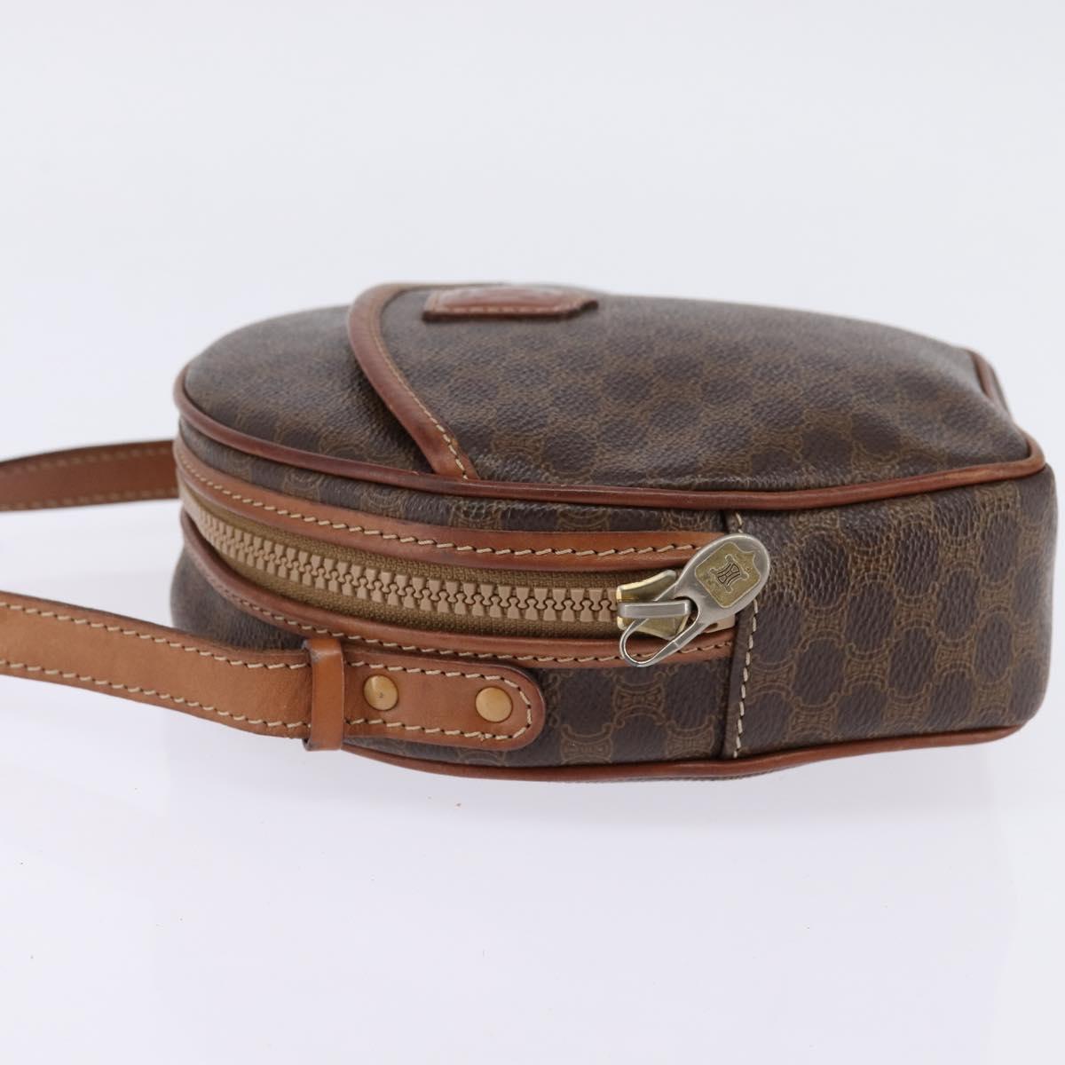 CELINE Macadam Canvas Shoulder Bag PVC Leather Brown Gold Auth 144936