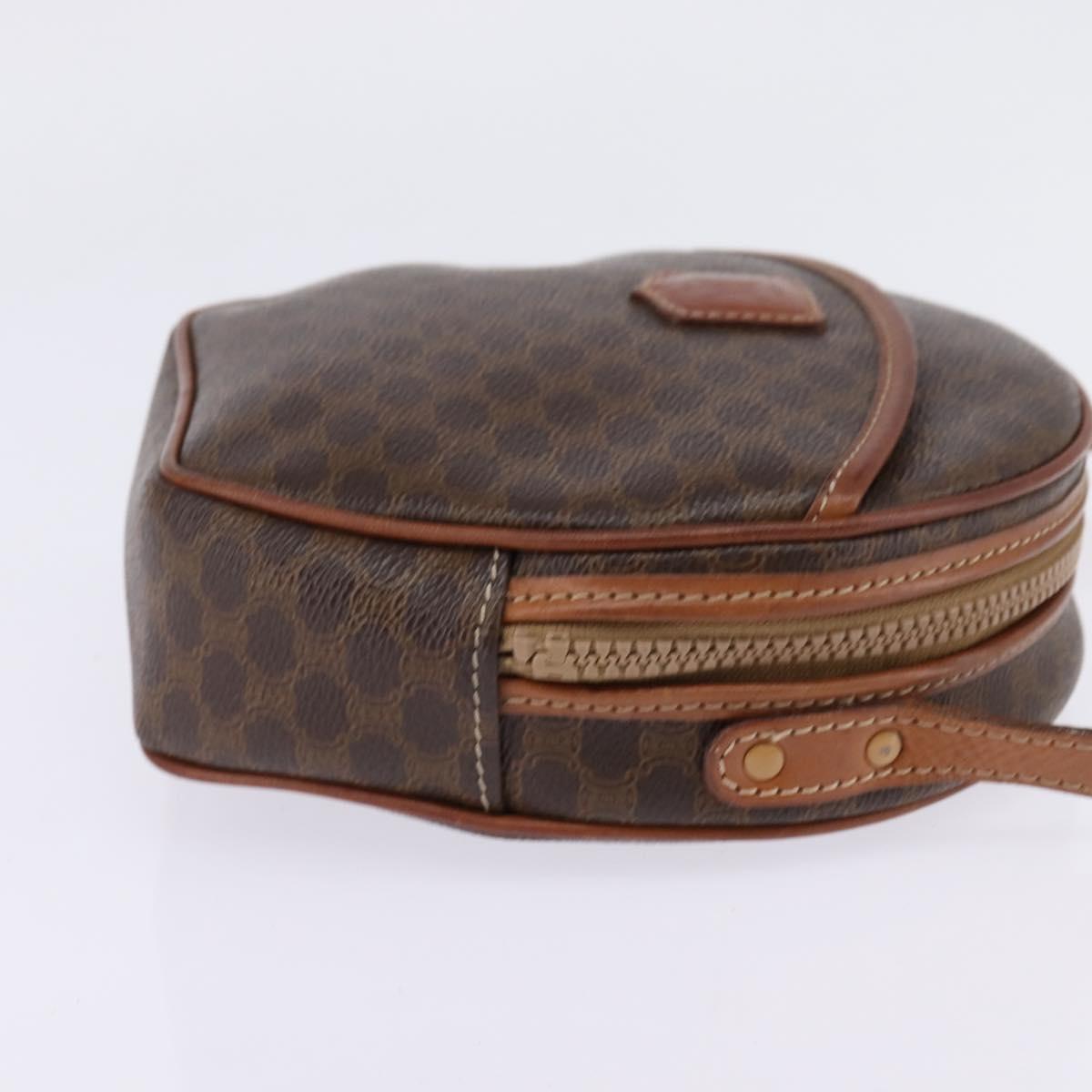 CELINE Macadam Canvas Shoulder Bag PVC Leather Brown Gold Auth 144936