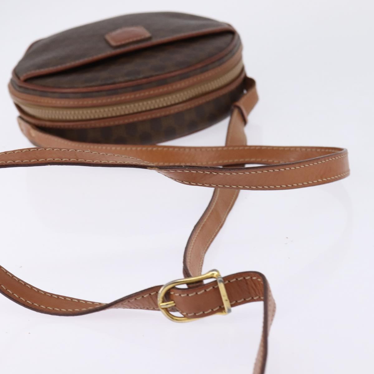 CELINE Macadam Canvas Shoulder Bag PVC Leather Brown Gold Auth 144936