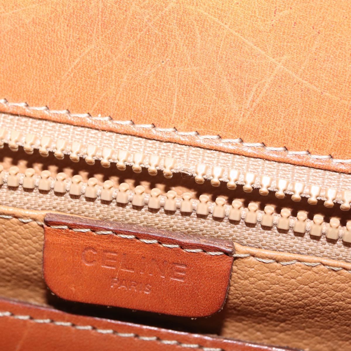 CELINE Macadam Canvas Hand Bag PVC Leather Brown Gold Auth 144937