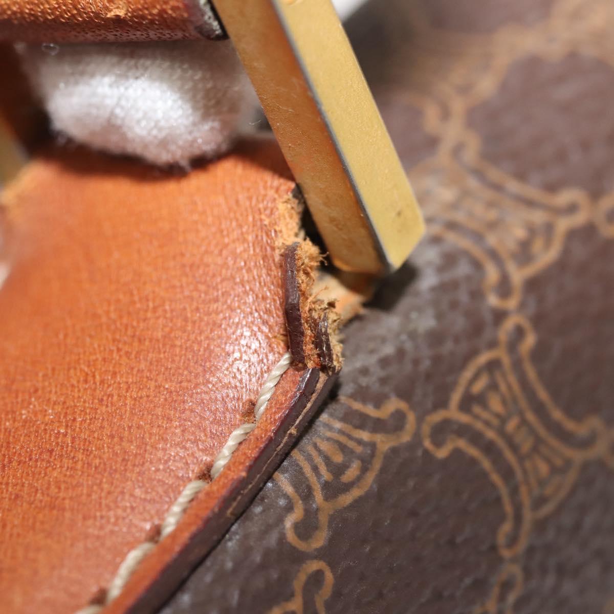 CELINE Macadam Canvas Hand Bag PVC Leather Brown Gold Auth 144937