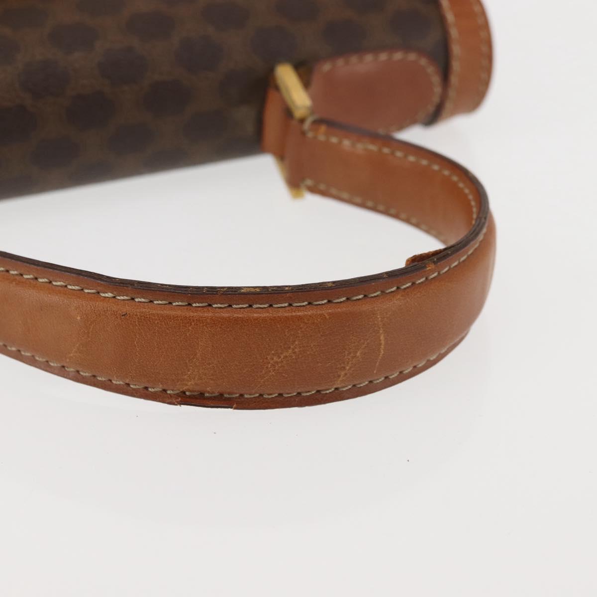 CELINE Macadam Canvas Hand Bag PVC Leather Brown Gold Auth 144937