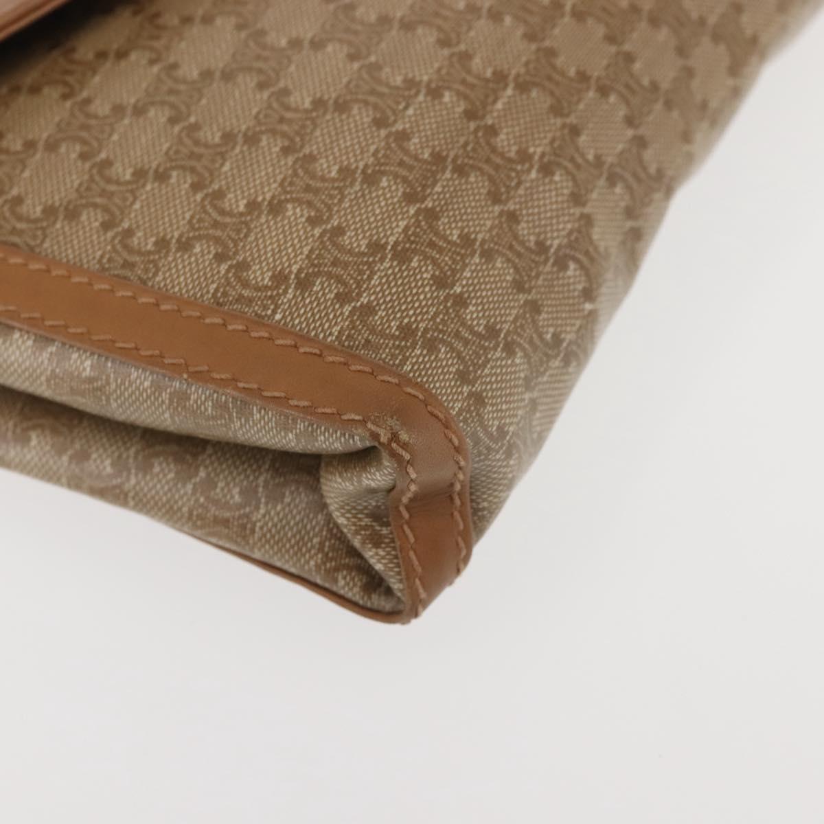 CELINE Macadam Canvas Shoulder Bag PVC Beige Gold Auth 144939