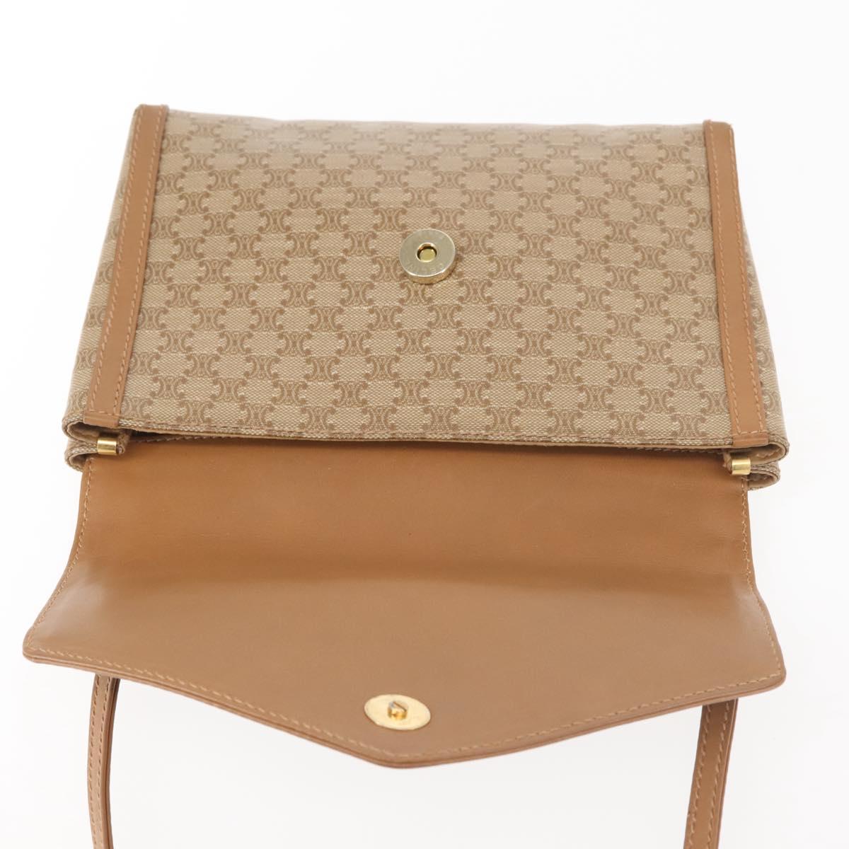 CELINE Macadam Canvas Shoulder Bag PVC Beige Gold Auth 144939