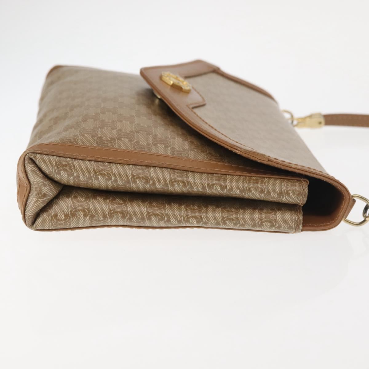 CELINE Macadam Canvas Shoulder Bag PVC Beige Gold Auth 144939