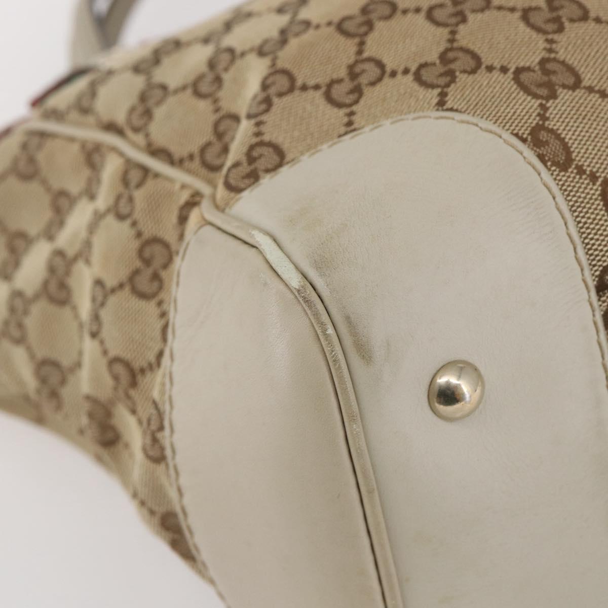 GUCCI GG Canvas Web Sherry Line Pretty Bag Beige Gold 257061 Auth 144967