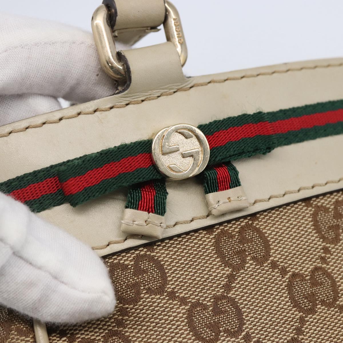 GUCCI GG Canvas Web Sherry Line Pretty Bag Beige Gold 257061 Auth 144967