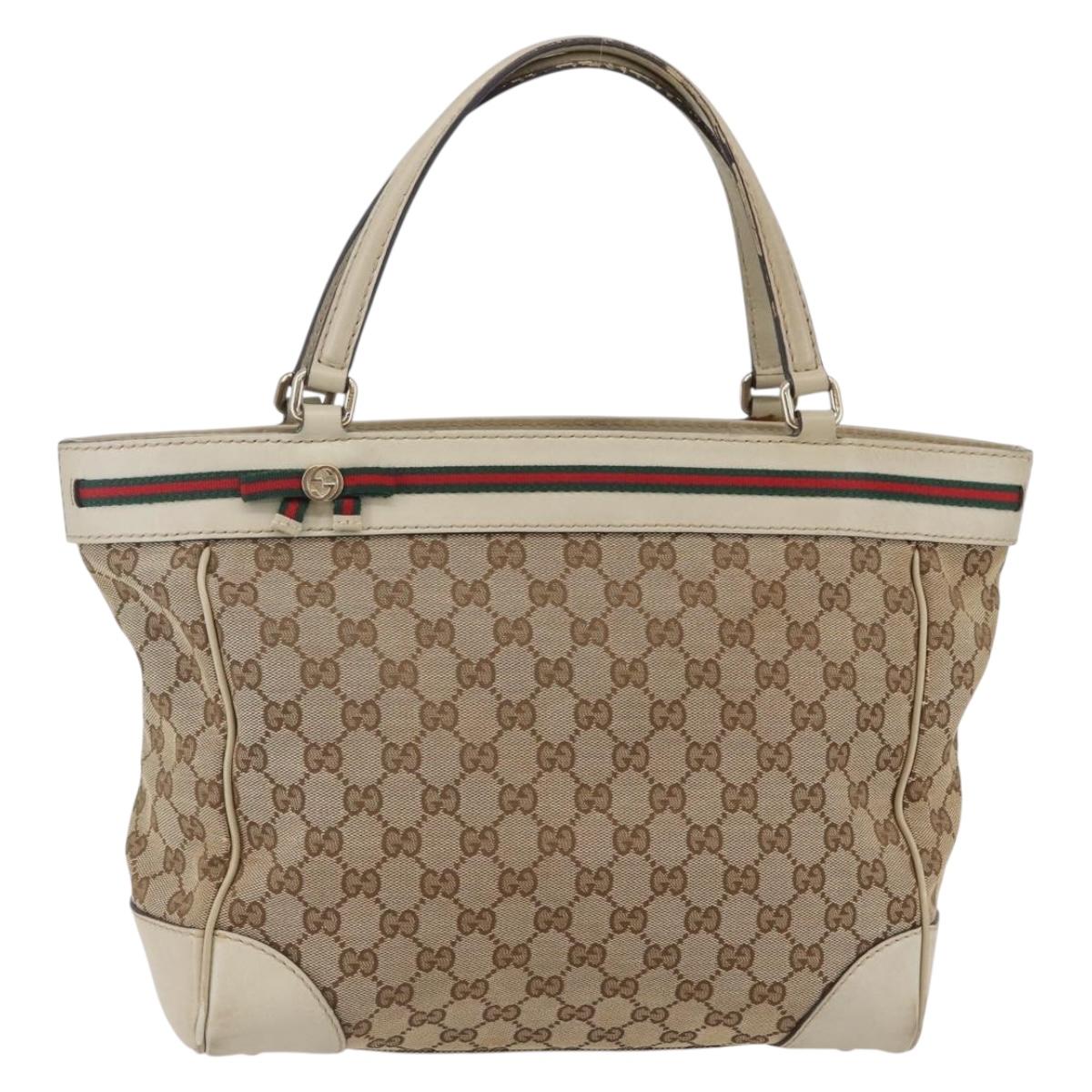 GUCCI GG Canvas Web Sherry Line Pretty Bag Beige Gold 257061 Auth 144967