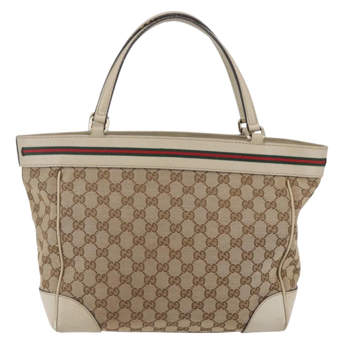 GUCCI GG Canvas Web Sherry Line Pretty Bag Beige Gold 257061 Auth 144967