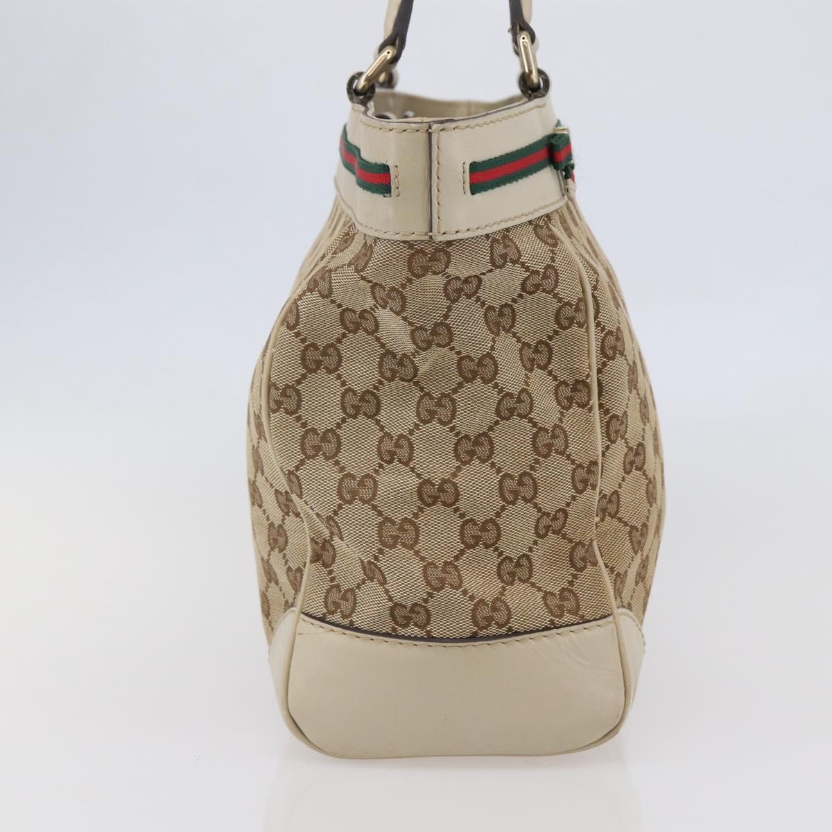 GUCCI GG Canvas Web Sherry Line Pretty Bag Beige Gold 257061 Auth 144967