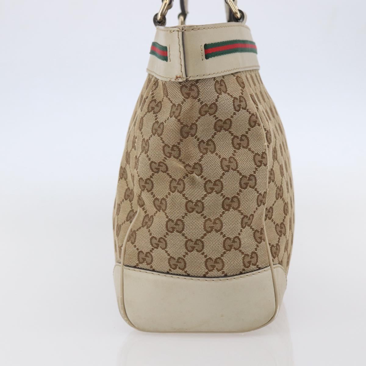 GUCCI GG Canvas Web Sherry Line Pretty Bag Beige Gold 257061 Auth 144967