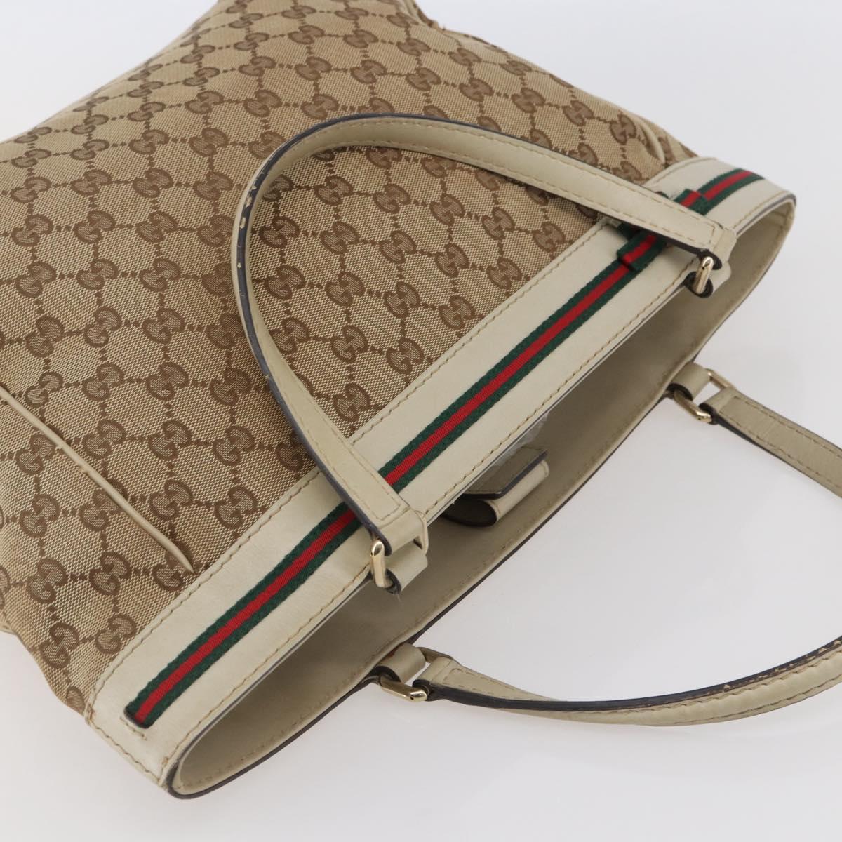 GUCCI GG Canvas Web Sherry Line Pretty Bag Beige Gold 257061 Auth 144967