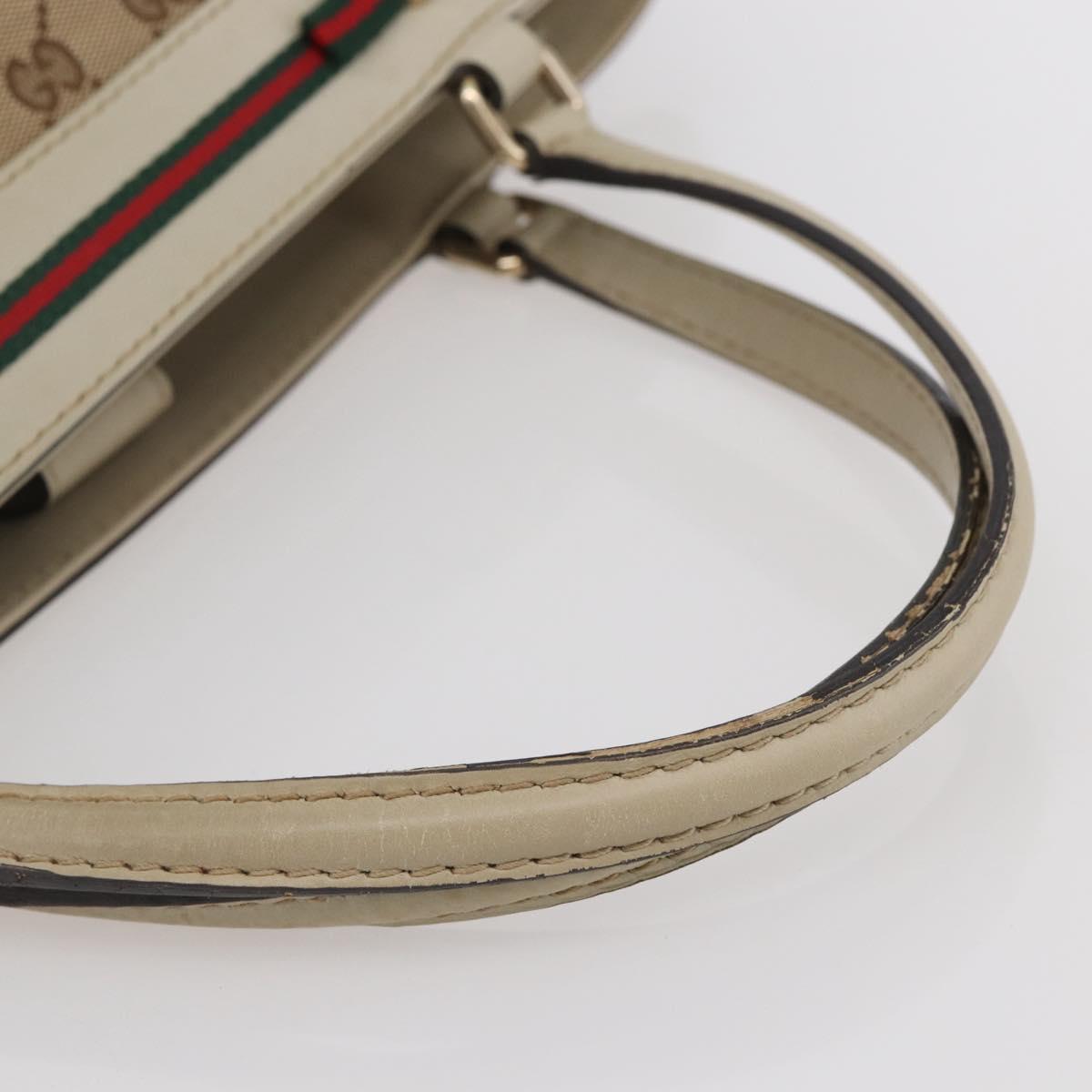GUCCI GG Canvas Web Sherry Line Pretty Bag Beige Gold 257061 Auth 144967