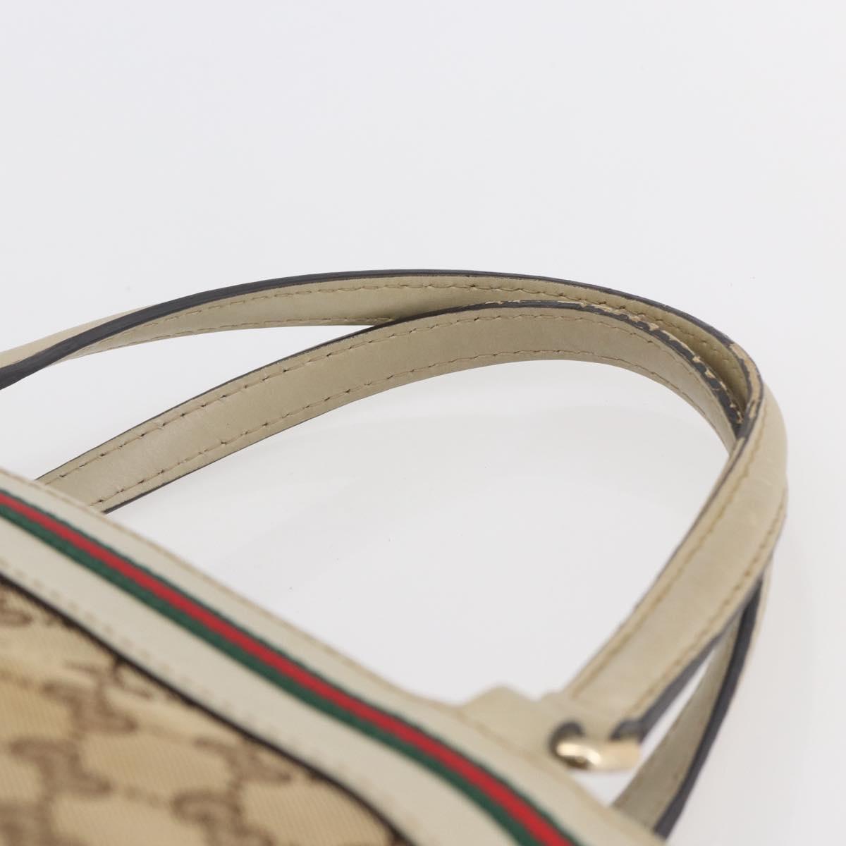 GUCCI GG Canvas Web Sherry Line Pretty Bag Beige Gold 257061 Auth 144967