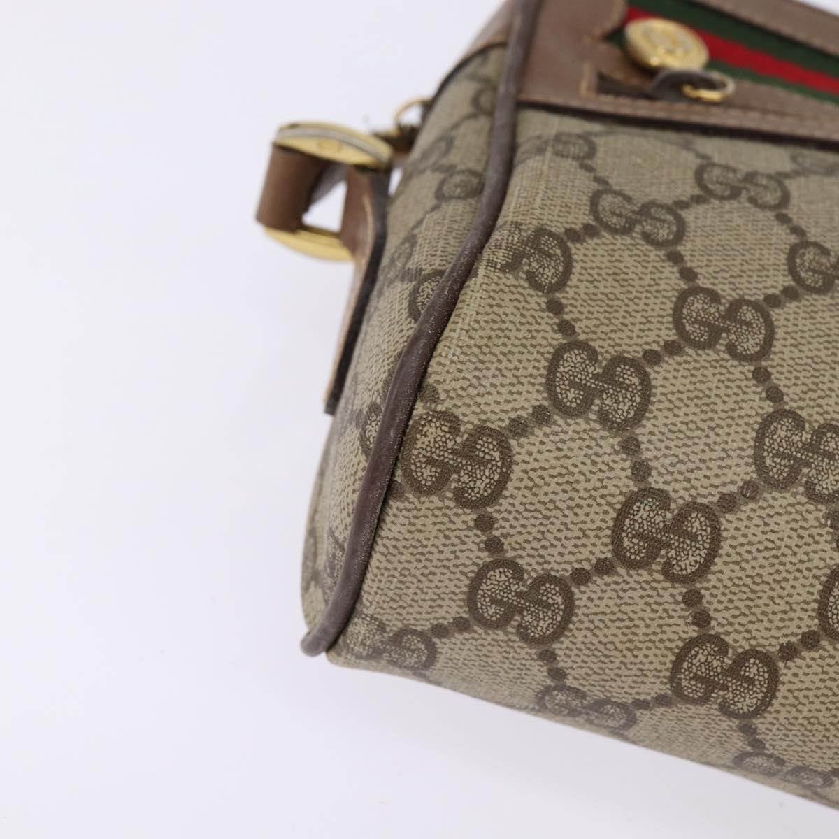 GUCCI GG Supreme Web Sherry Line Bag PVC Beige Gold 001 3443 6655 Auth 144969