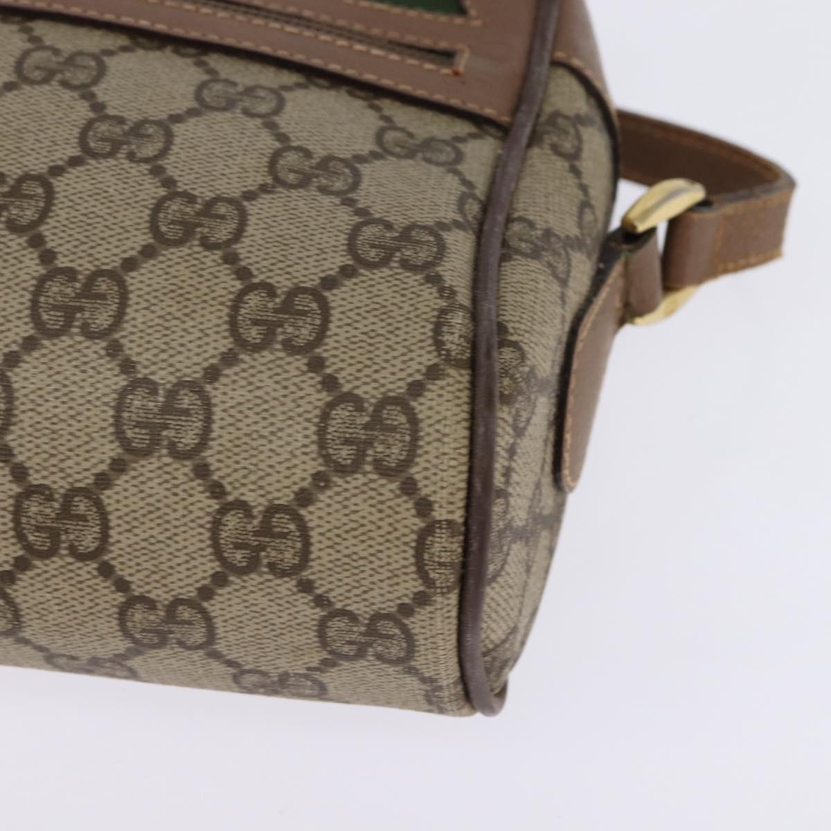 GUCCI GG Supreme Web Sherry Line Bag PVC Beige Gold 001 3443 6655 Auth 144969