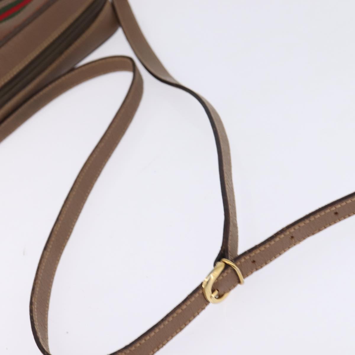 GUCCI GG Supreme Web Sherry Line Bag PVC Beige Gold 001 3443 6655 Auth 144969