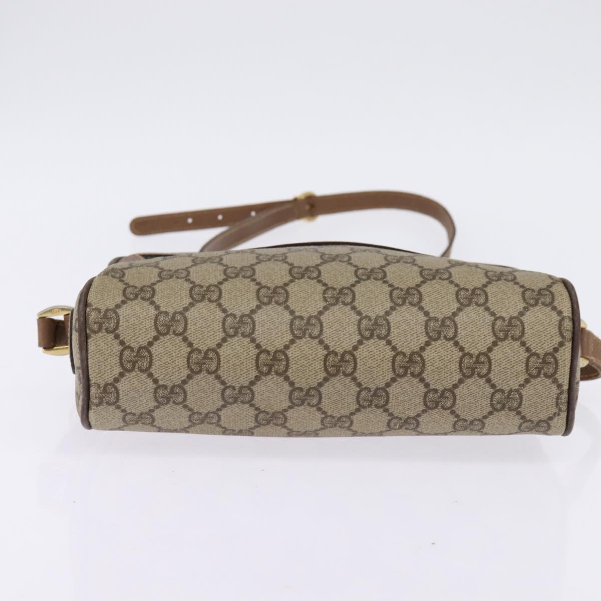 GUCCI GG Supreme Web Sherry Line Bag PVC Beige Gold 001 3443 6655 Auth 144969