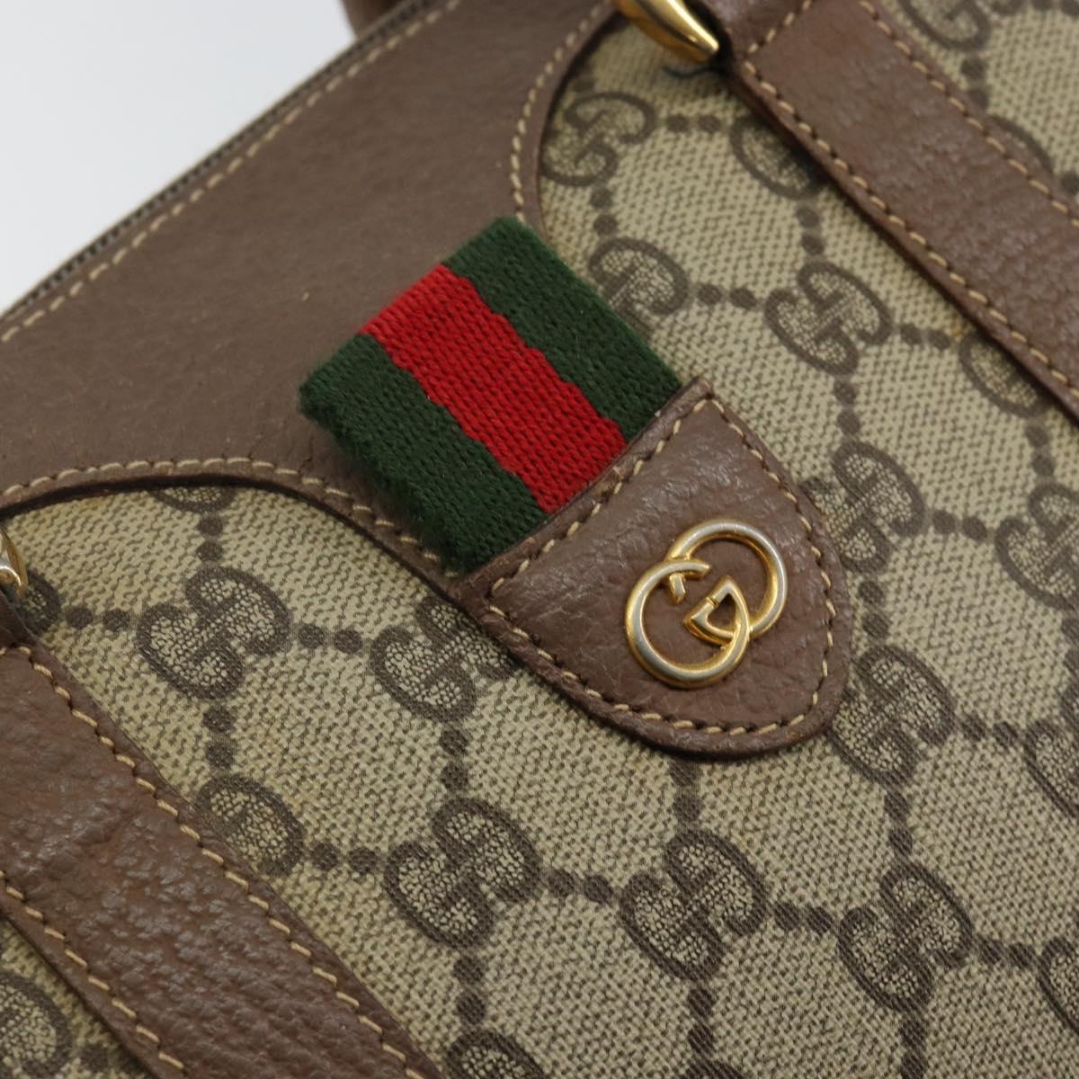 GUCCI GG Supreme Web Sherry Line Bag PVC Beige Gold 002 615 6838 Auth 144971