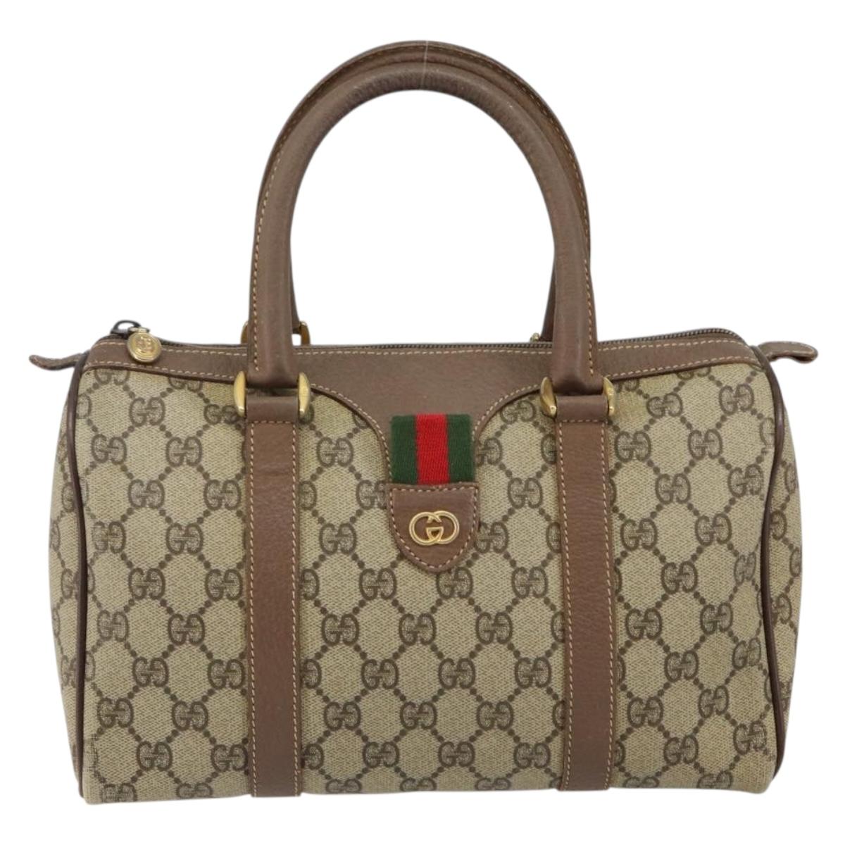 GUCCI GG Supreme Web Sherry Line Bag PVC Beige Gold 002 615 6838 Auth 144971