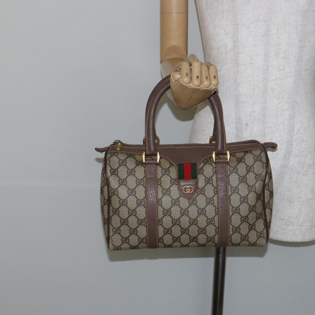 GUCCI GG Supreme Web Sherry Line Bag PVC Beige Gold 002 615 6838 Auth 144971
