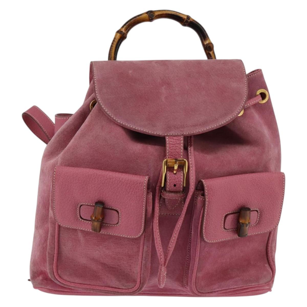GUCCI Backpack Suede Pink Gold 003 2058 0016 Auth 144974