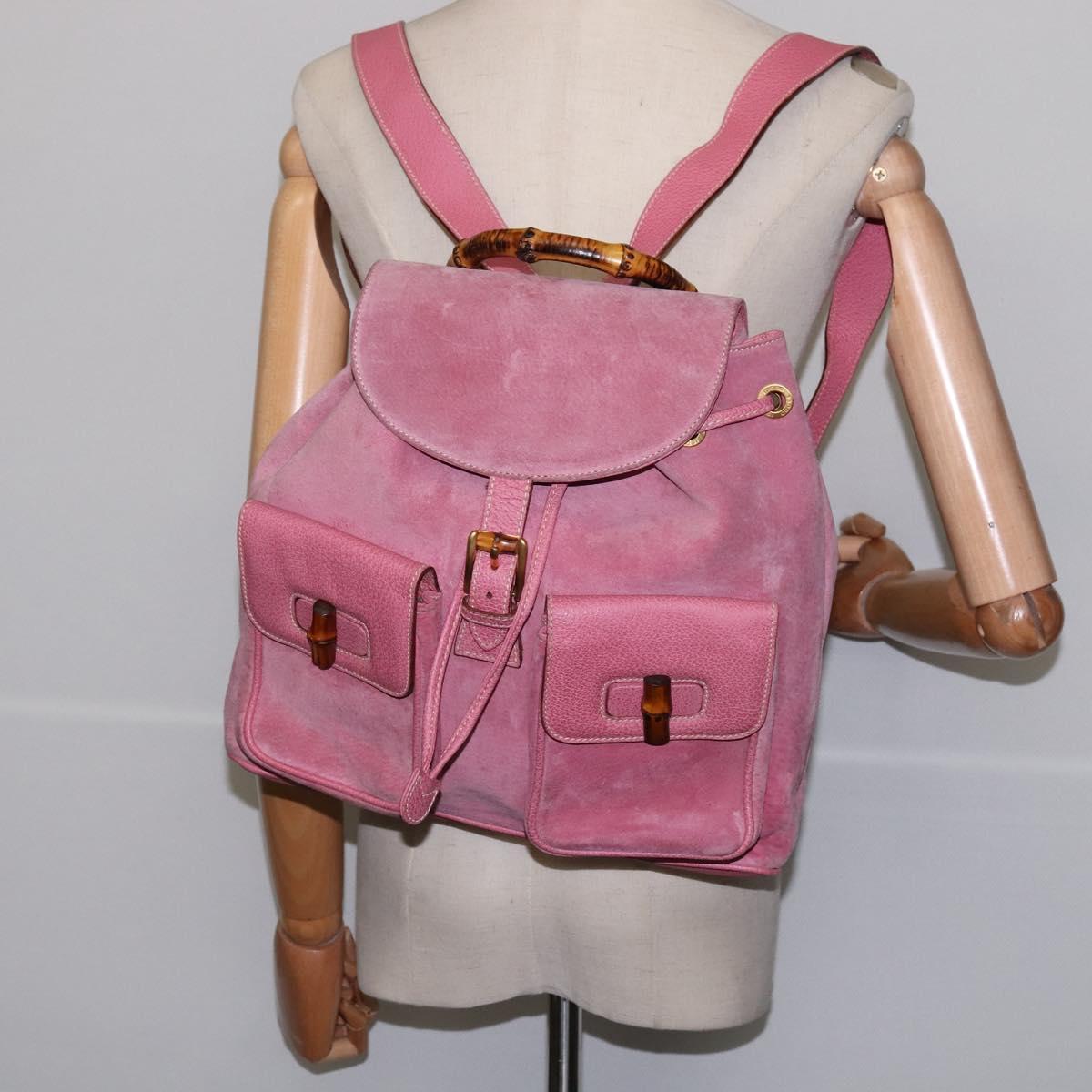 GUCCI Backpack Suede Pink Gold 003 2058 0016 Auth 144974