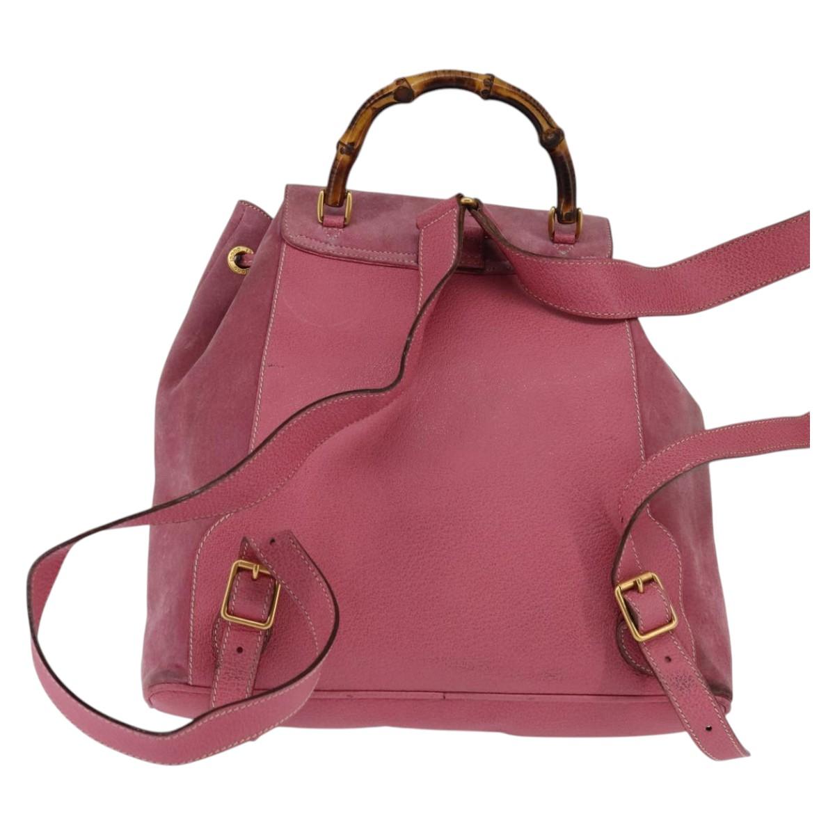 GUCCI Backpack Suede Pink Gold 003 2058 0016 Auth 144974
