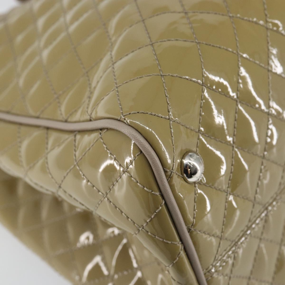 Salvatore Ferragamo Vala Tote Bag Enamel Khaki Silver Auth 144975