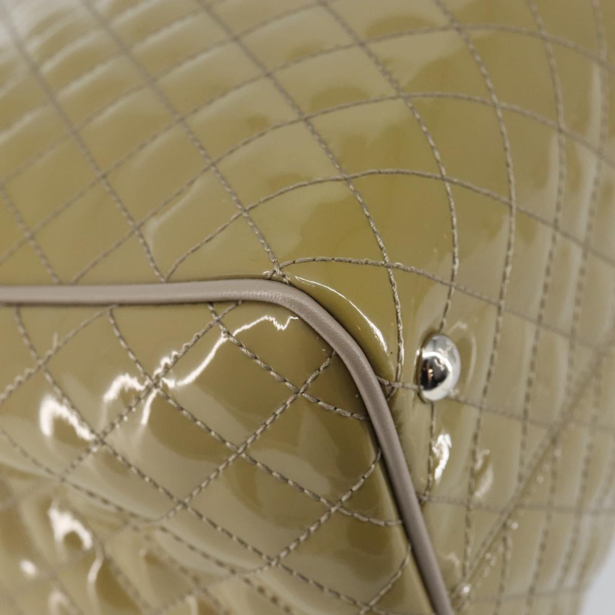 Salvatore Ferragamo Vala Tote Bag Enamel Khaki Silver Auth 144975