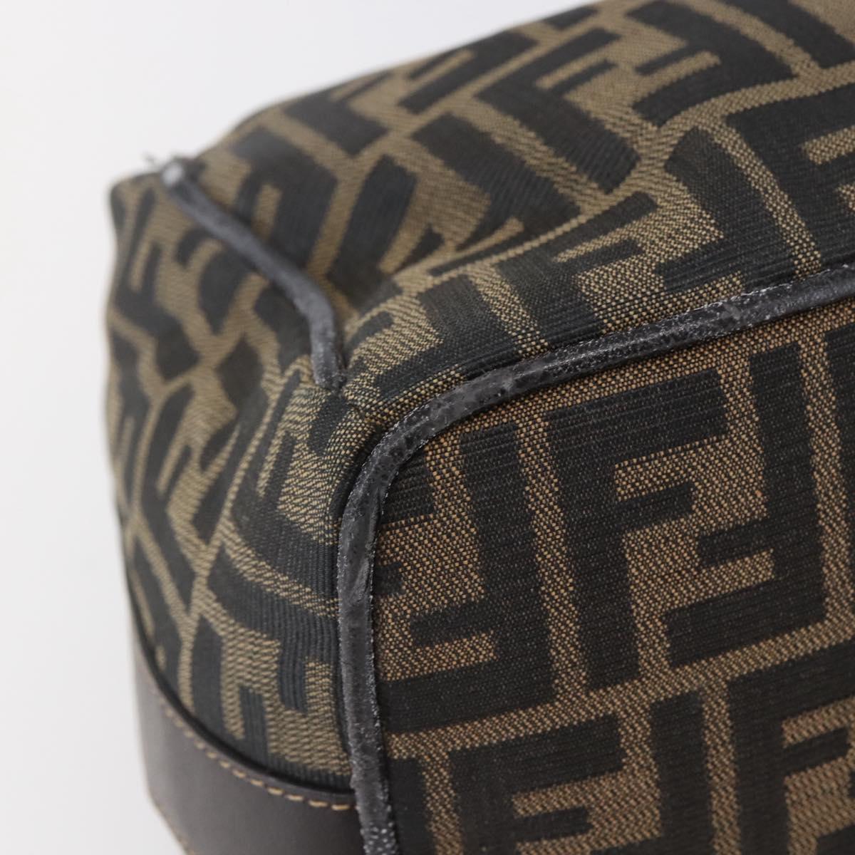 FENDI Zucca Canvas Vanity Hand Bag Black Brown Auth 144977