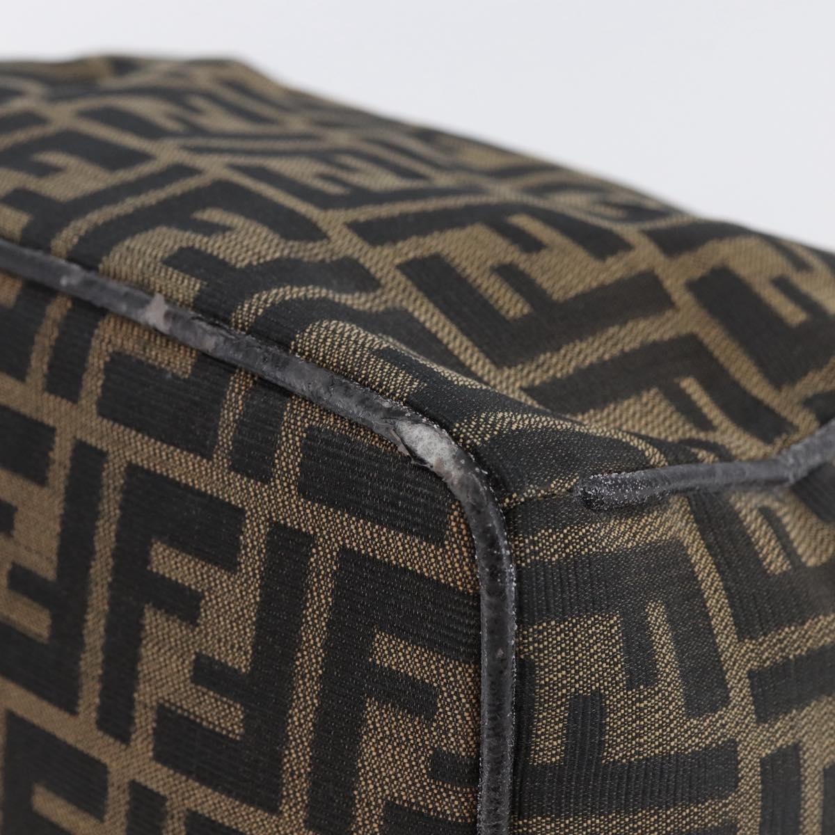 FENDI Zucca Canvas Vanity Hand Bag Black Brown Auth 144977