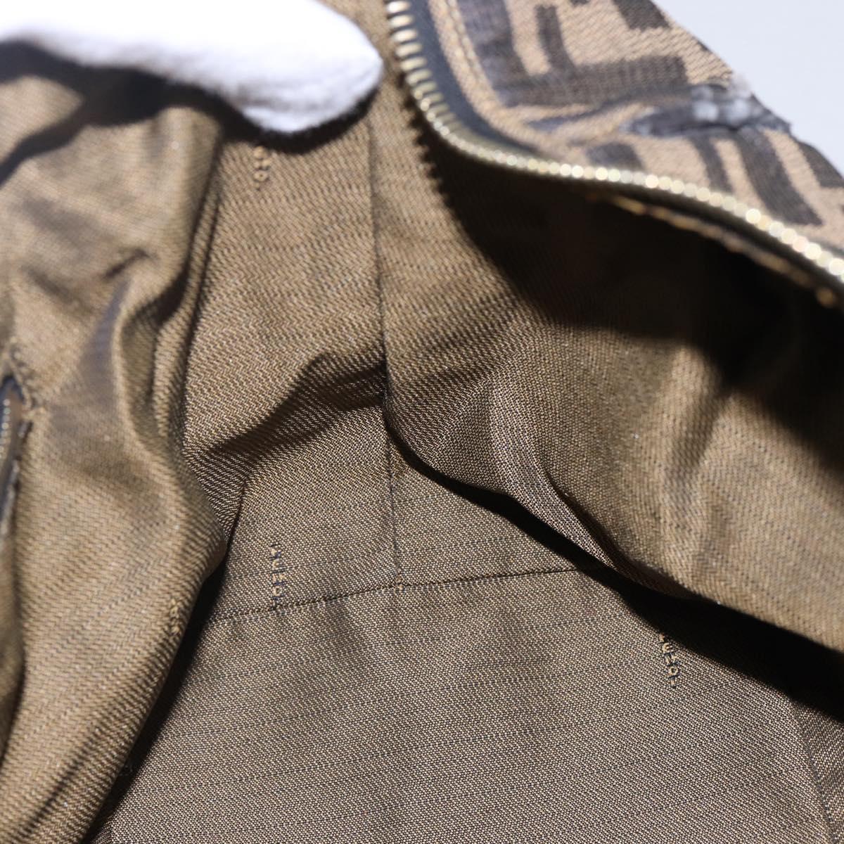 FENDI Zucca Canvas Vanity Hand Bag Black Brown Auth 144977