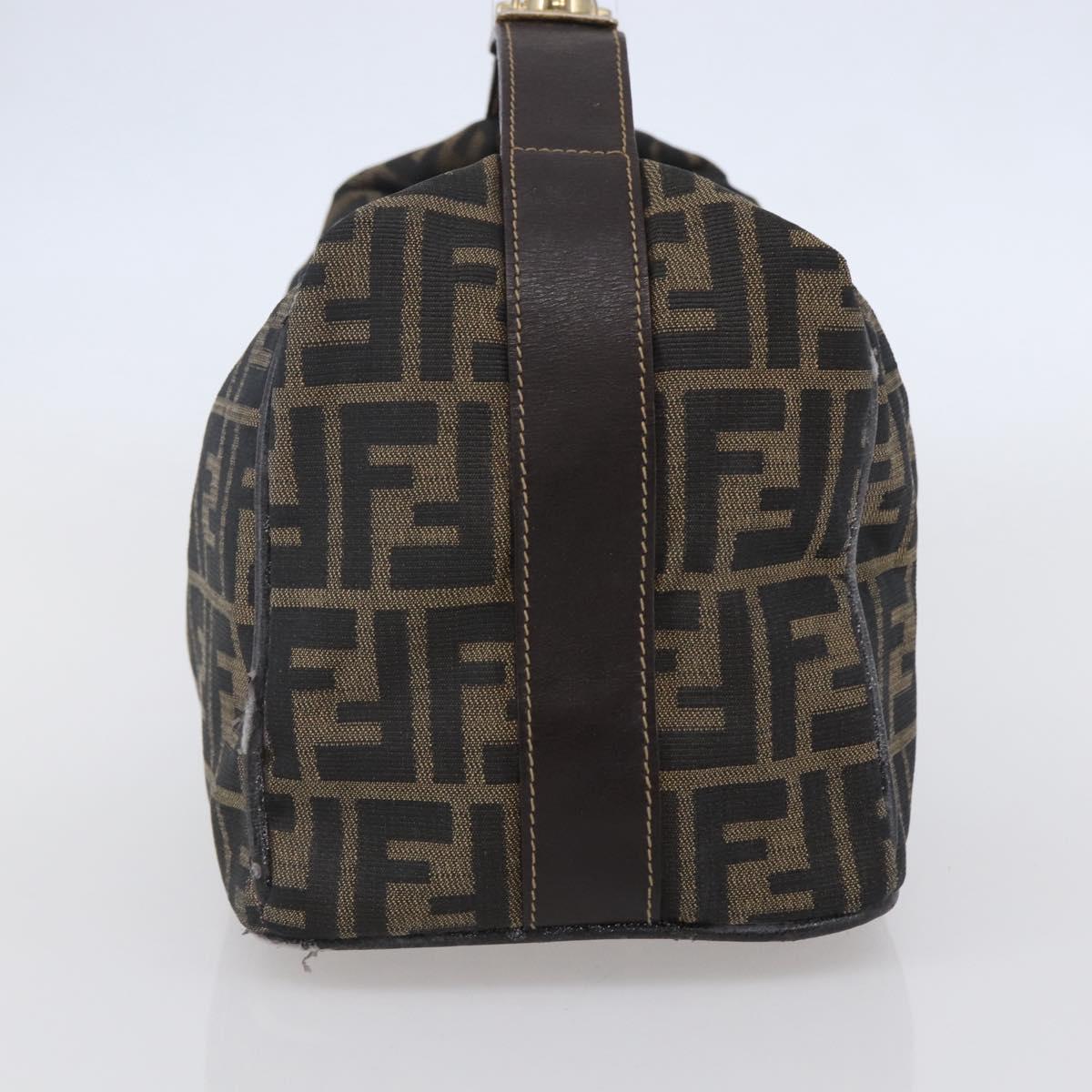 FENDI Zucca Canvas Vanity Hand Bag Black Brown Auth 144977