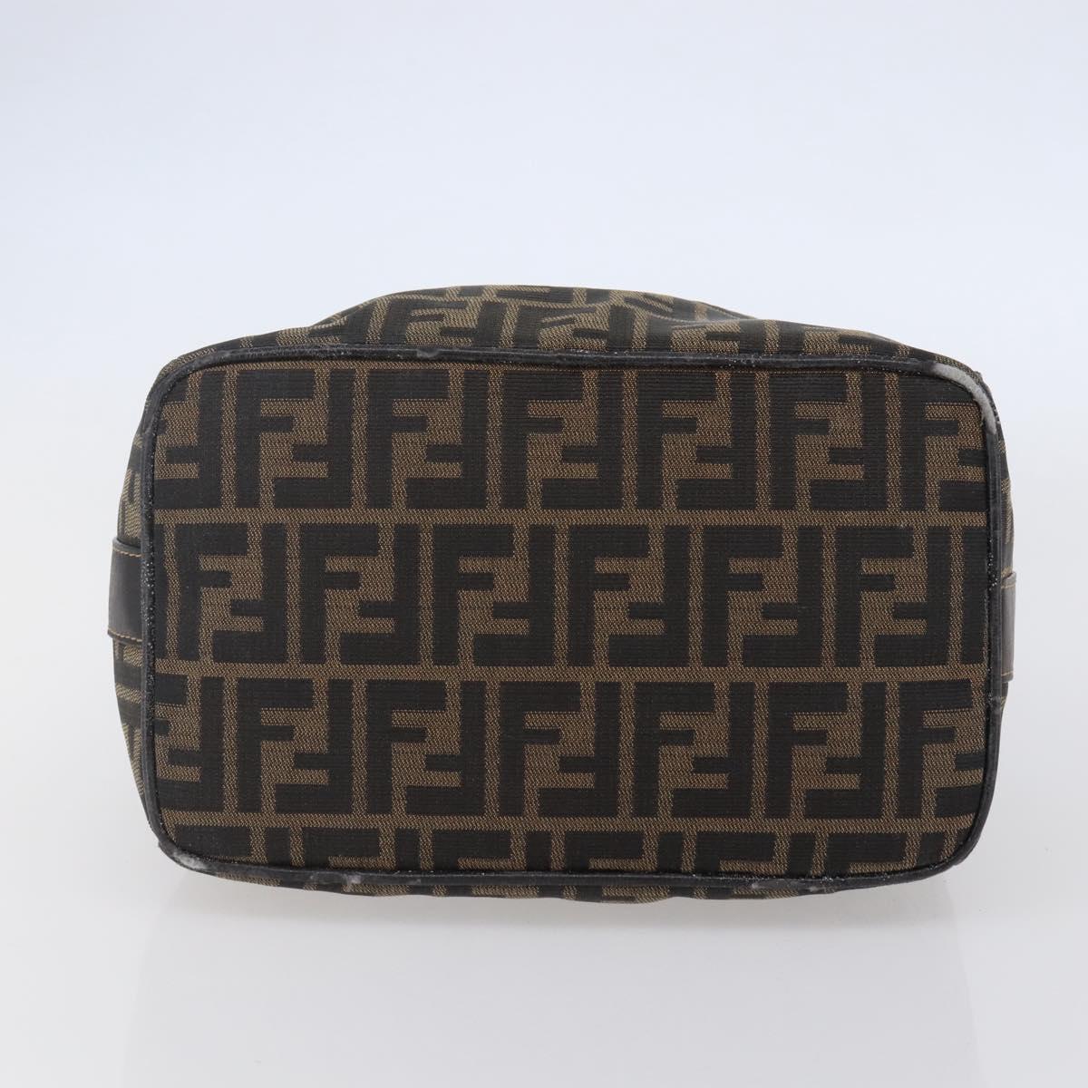 FENDI Zucca Canvas Vanity Hand Bag Black Brown Auth 144977