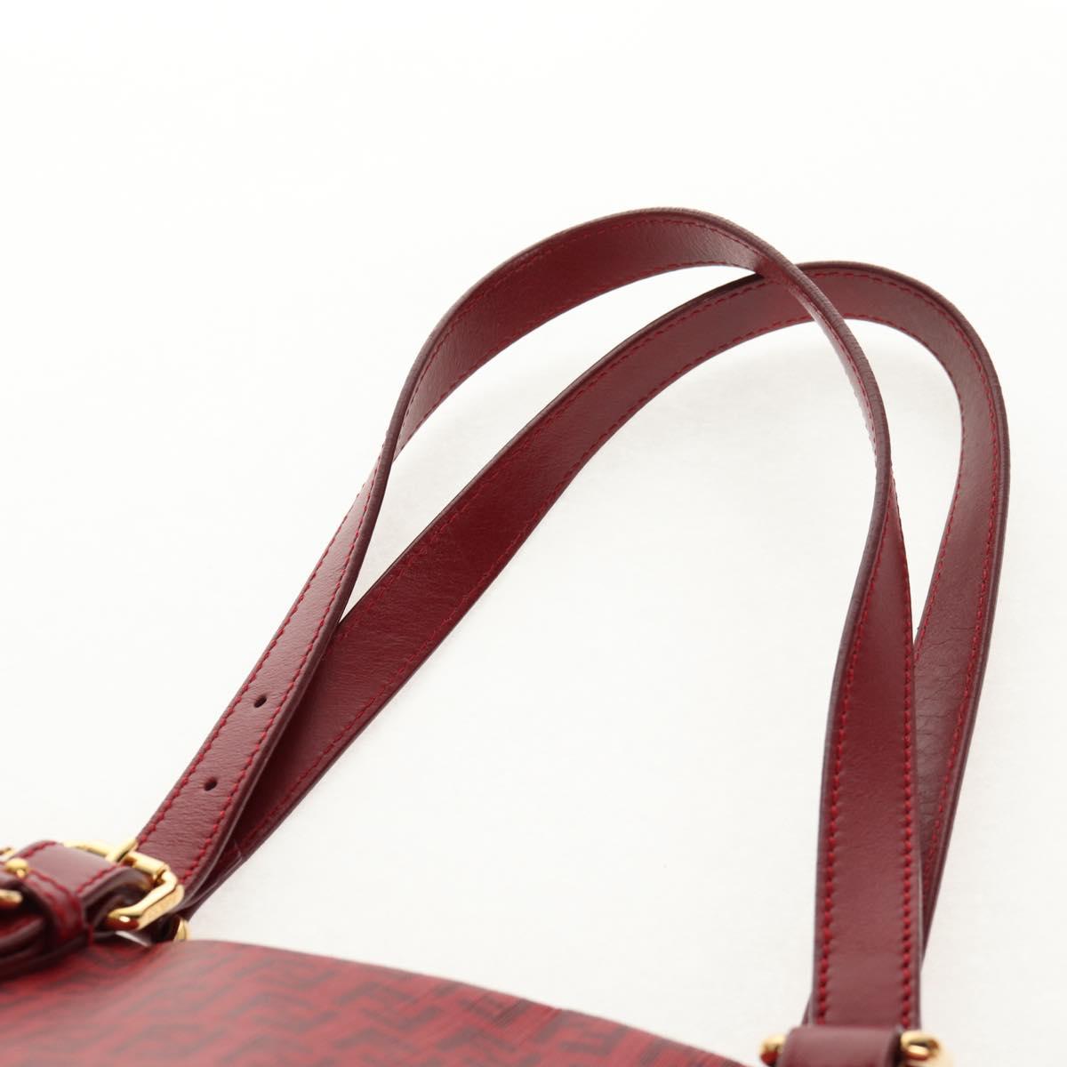 FENDI Zucchino Canvas Tote Bag PVC Red Gold Auth 144978V