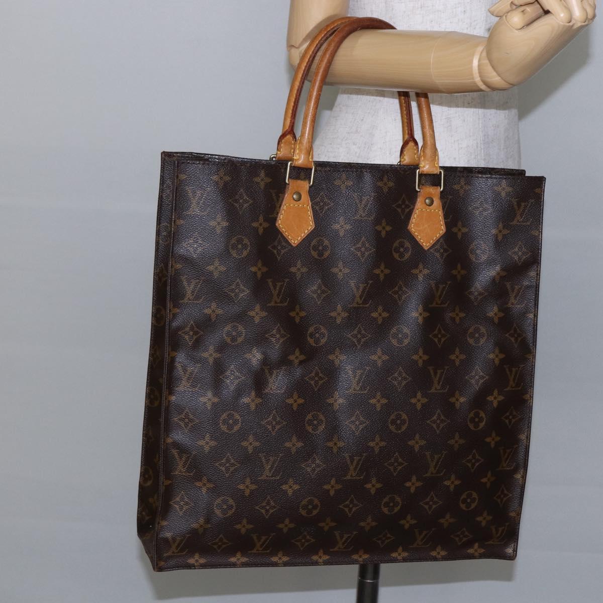 LOUIS VUITTON Monogram Sac Plat Hand Bag M51140 LV Auth 144980