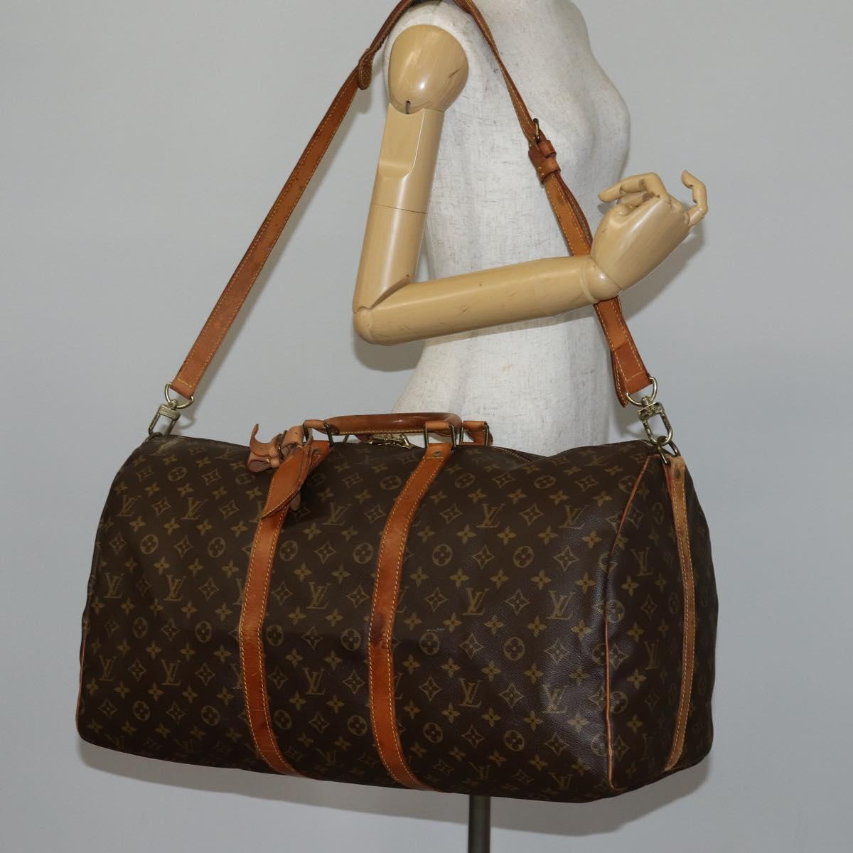 LOUIS VUITTON Monogram Keepall Bandouliere 55 Boston Bag M41414 LV Auth 144984